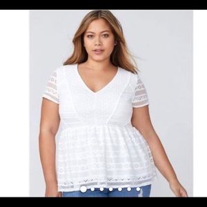 Lane Bryant Peplum Crochet Top - BLACK